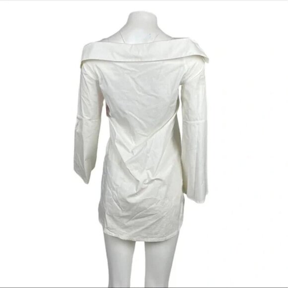 Off The Shoulder Shirt Dress White - Picture 3 of 3